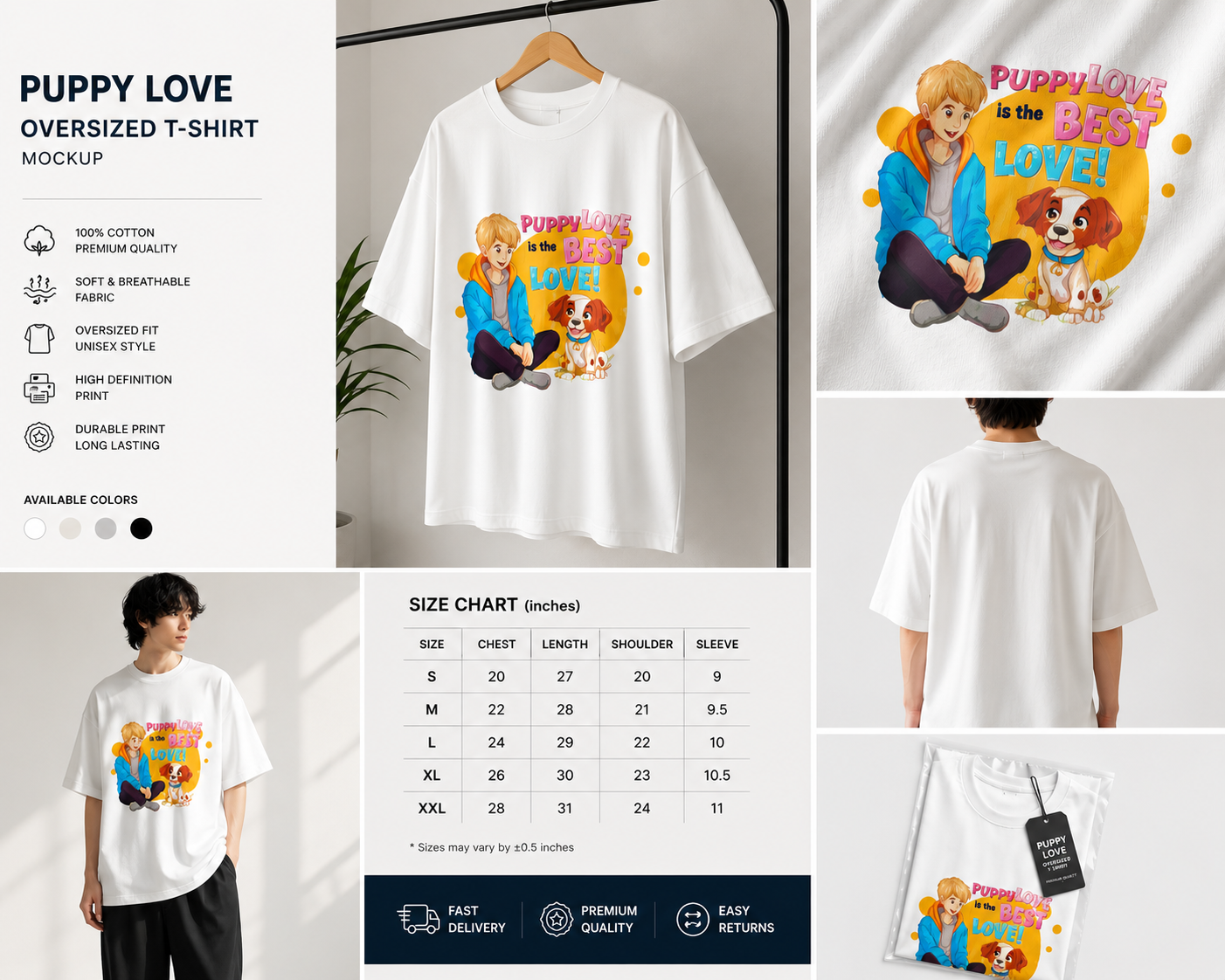 Puppy Love is the Best Love – Oversized Graphic T-Shirt