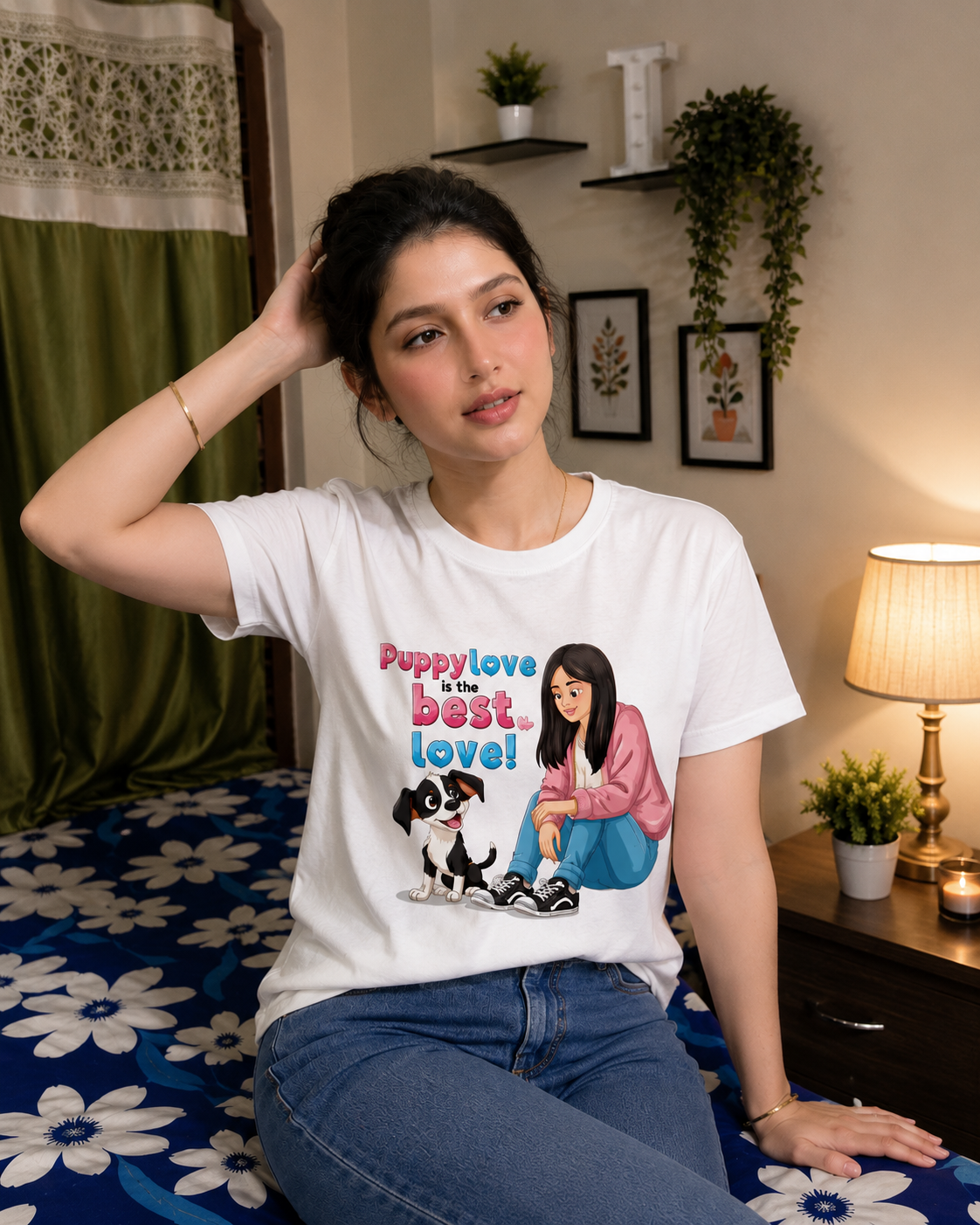 Puppy Love is the Best Love | Cute Dog Lover Graphic T-Shirt | Women & Girls Tee | Pet Lover Gift | ZORIX MART