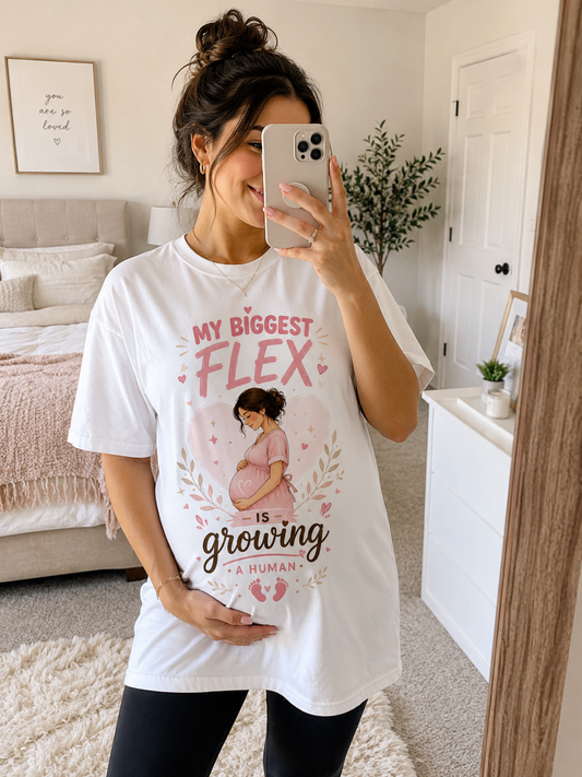 ZORIX MART Maternity Dress | My Biggest Flex | Pregnancy Gift | Graphic Printed Maternity Wear for Women