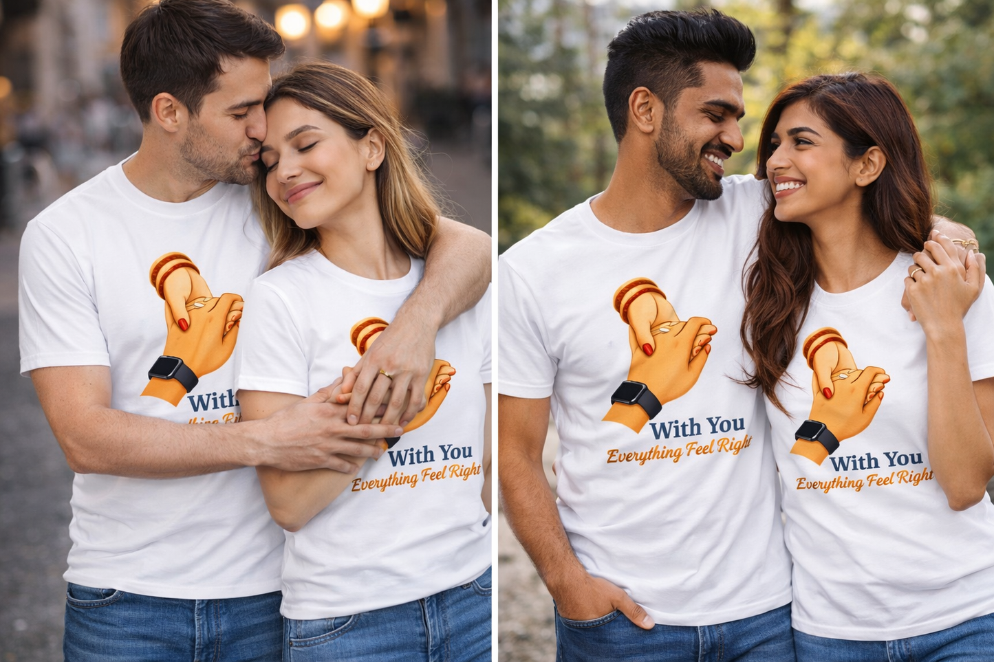 Couple Love Holding Hands T-Shirt – Romantic Graphic Tee for Men & Women | Feels Like Home Design