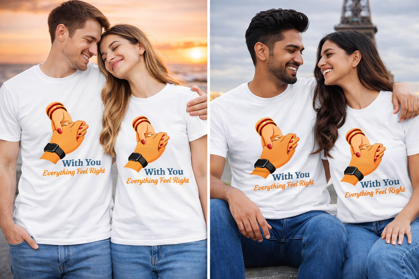 Couple Love Holding Hands T-Shirt – Romantic Graphic Tee for Men & Women | Feels Like Home Design