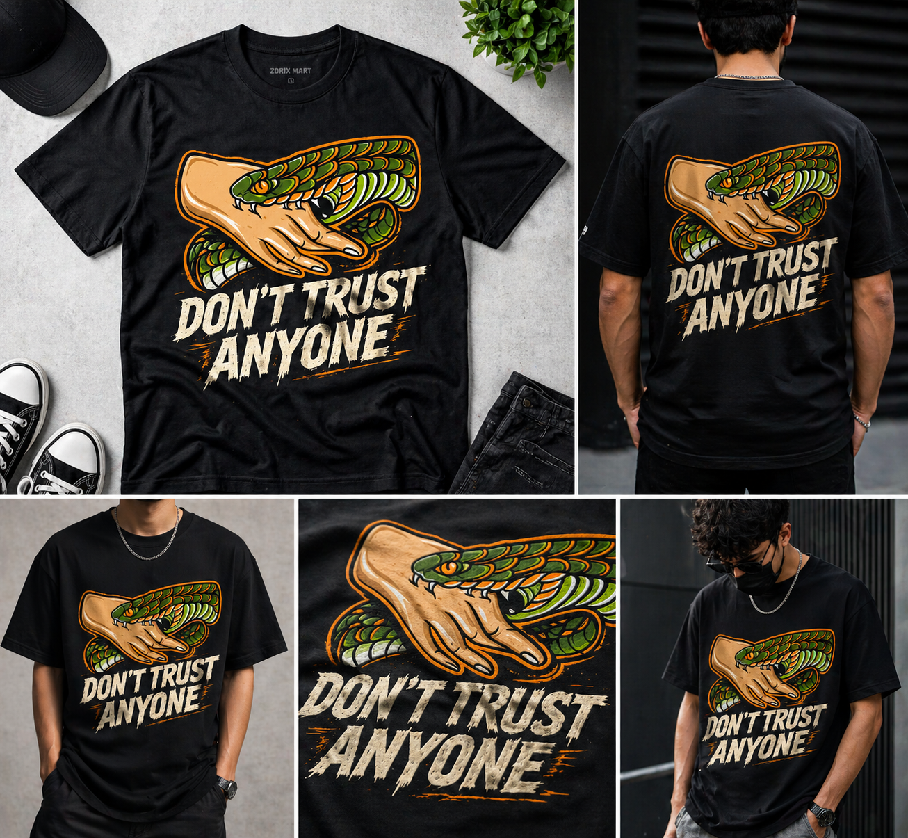 Don’t Trust Anyone Snake Graphic T-Shirt | Bold Streetwear Tee