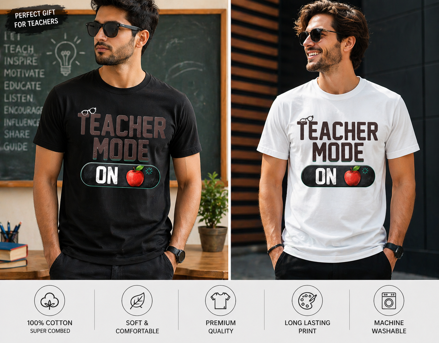 Teacher Mode ON Graphic T-Shirt – Funny Teacher Quote Tee
