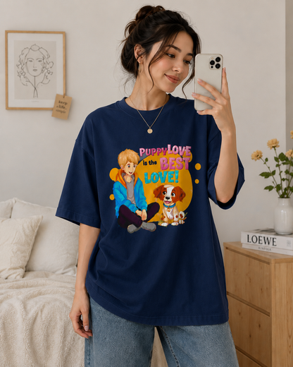 Puppy Love is the Best Love – Oversized Graphic T-Shirt