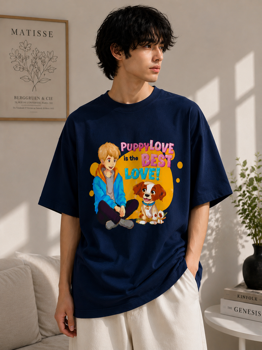 Puppy Love is the Best Love – Oversized Graphic T-Shirt