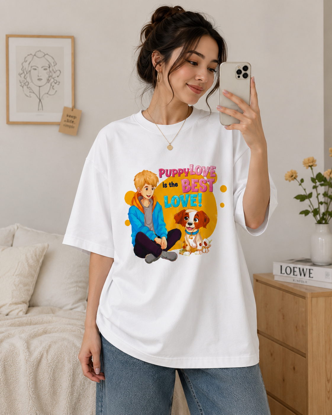 Puppy Love is the Best Love – Oversized Graphic T-Shirt