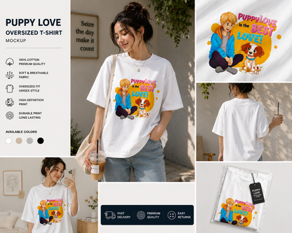 Puppy Love is the Best Love – Oversized Graphic T-Shirt