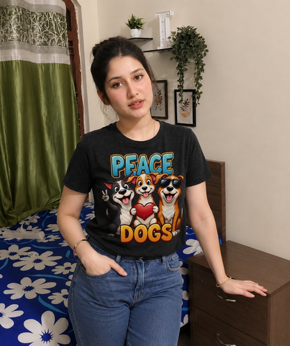 Peace Dogs Graphic T-Shirt | Cute Cartoon Dog Lover Tee | | Fun Pet Lover Gift | ZORIX MART