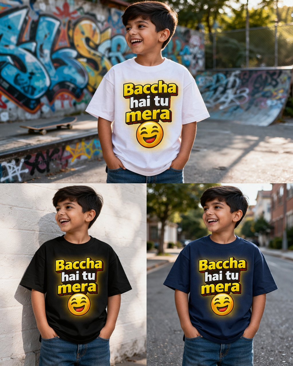 Baccha Hai Tu Mera Printed T-Shirt for Kids | Funny Graphic Tee | Zorix Mart