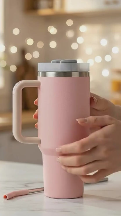 Stainless Steel 1200ML Insulated Tumbler With Steel Straw