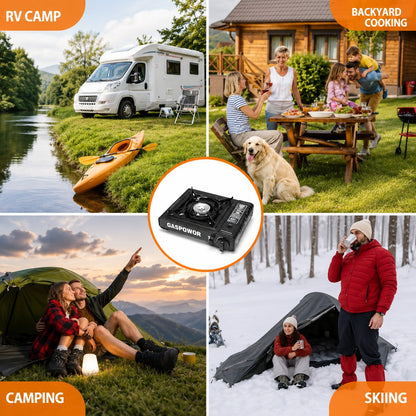 2-in-1 Portable Camping Gas Stove with Carrying Case